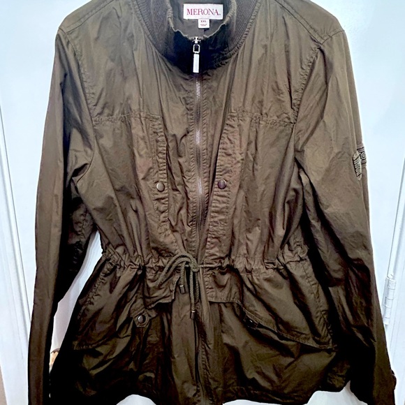 XXL Merona Army Green Adjustable-Waist Cargo Jacket - Picture 2 of 8